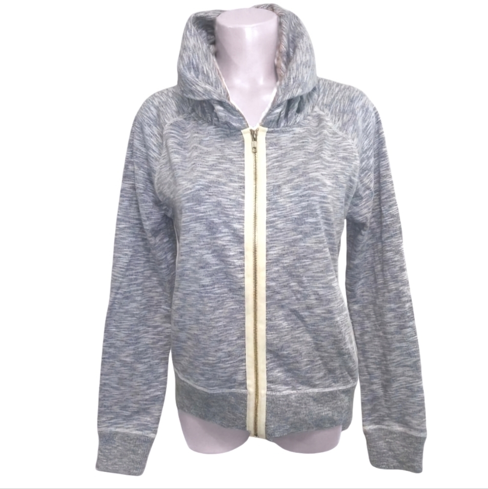 Victoria Secret Grey‎ and White Zip Up Jacket with Ruched Collar